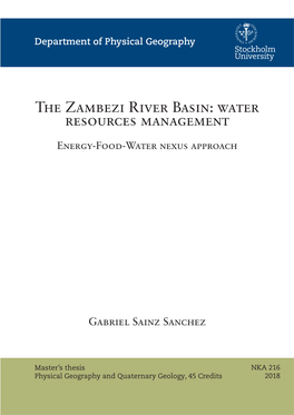 The Zambezi River Basin: Water Resources Management