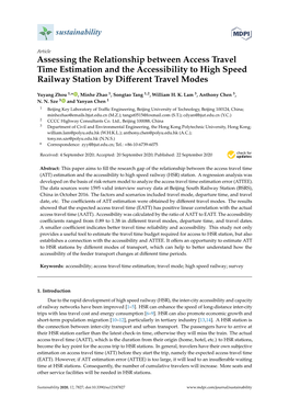 Assessing the Relationship Between Access Travel Time Estimation and the Accessibility to High Speed Railway Station by Diﬀerent Travel Modes