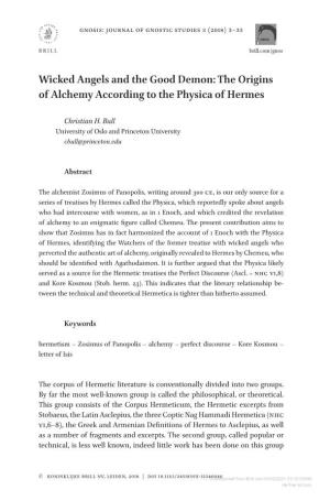 Wicked Angels and the Good Demon: the Origins of Alchemy According to the Physica of Hermes