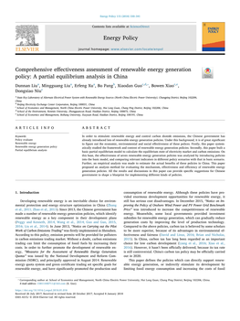 Comprehensive Effectiveness Assessment of Renewable Energy Generation Policy: a Partial Equilibrium Analysis in China