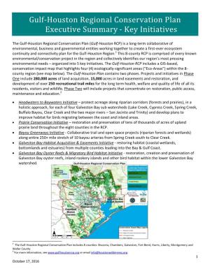 Gulf-Houston Regional Conservation Plan Executive Summary - Key Initiatives