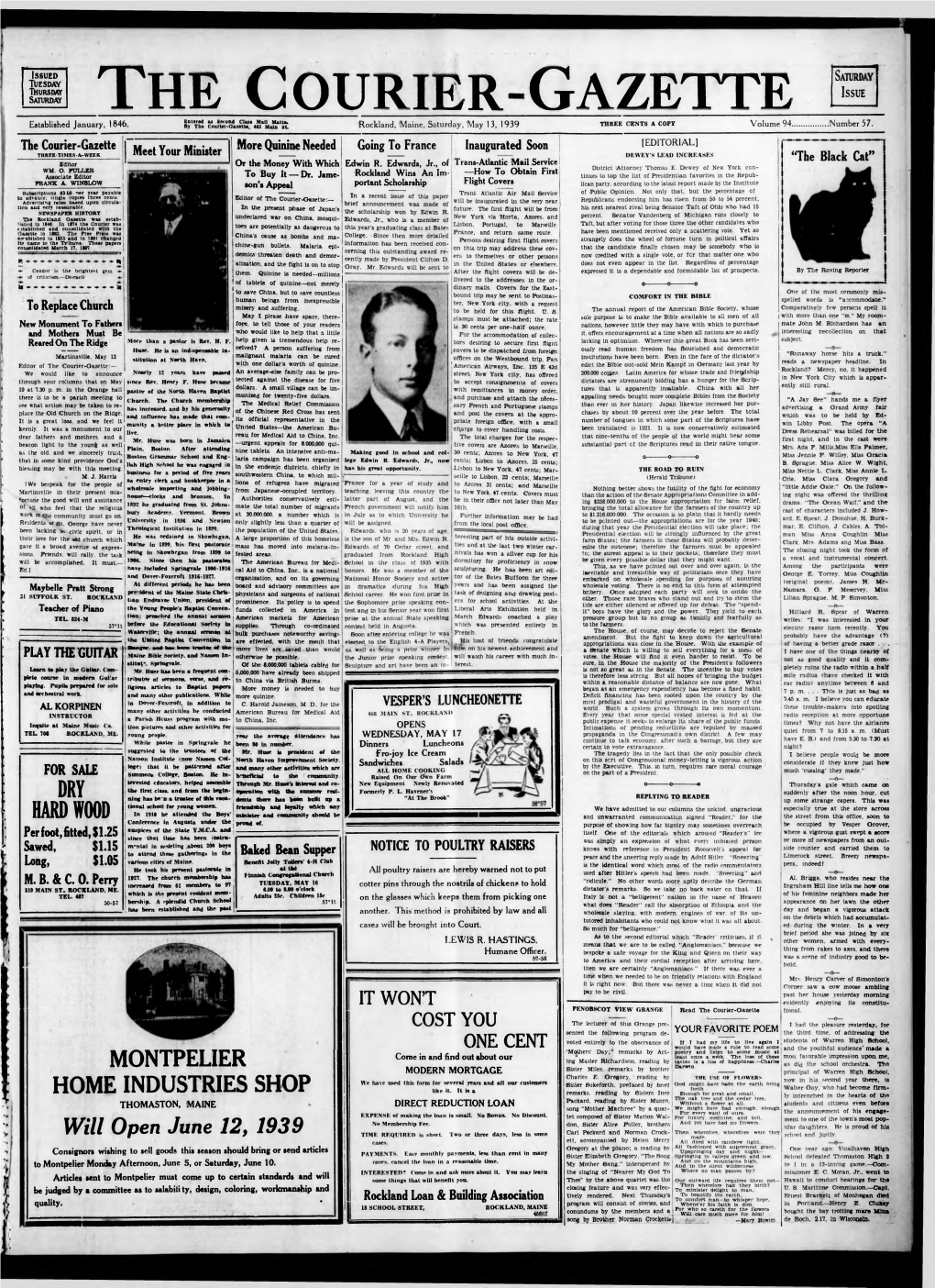 Courier Gazette : May 13, 1939