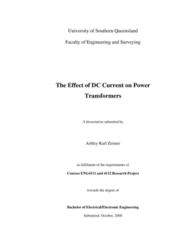 The Effect of DC Current on Power Transformers