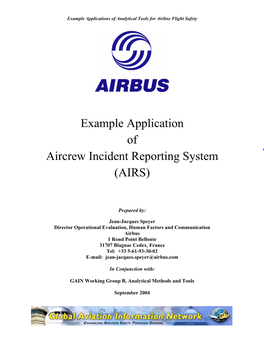 Example Application of Aircrew Incident Reporting System (AIRS)