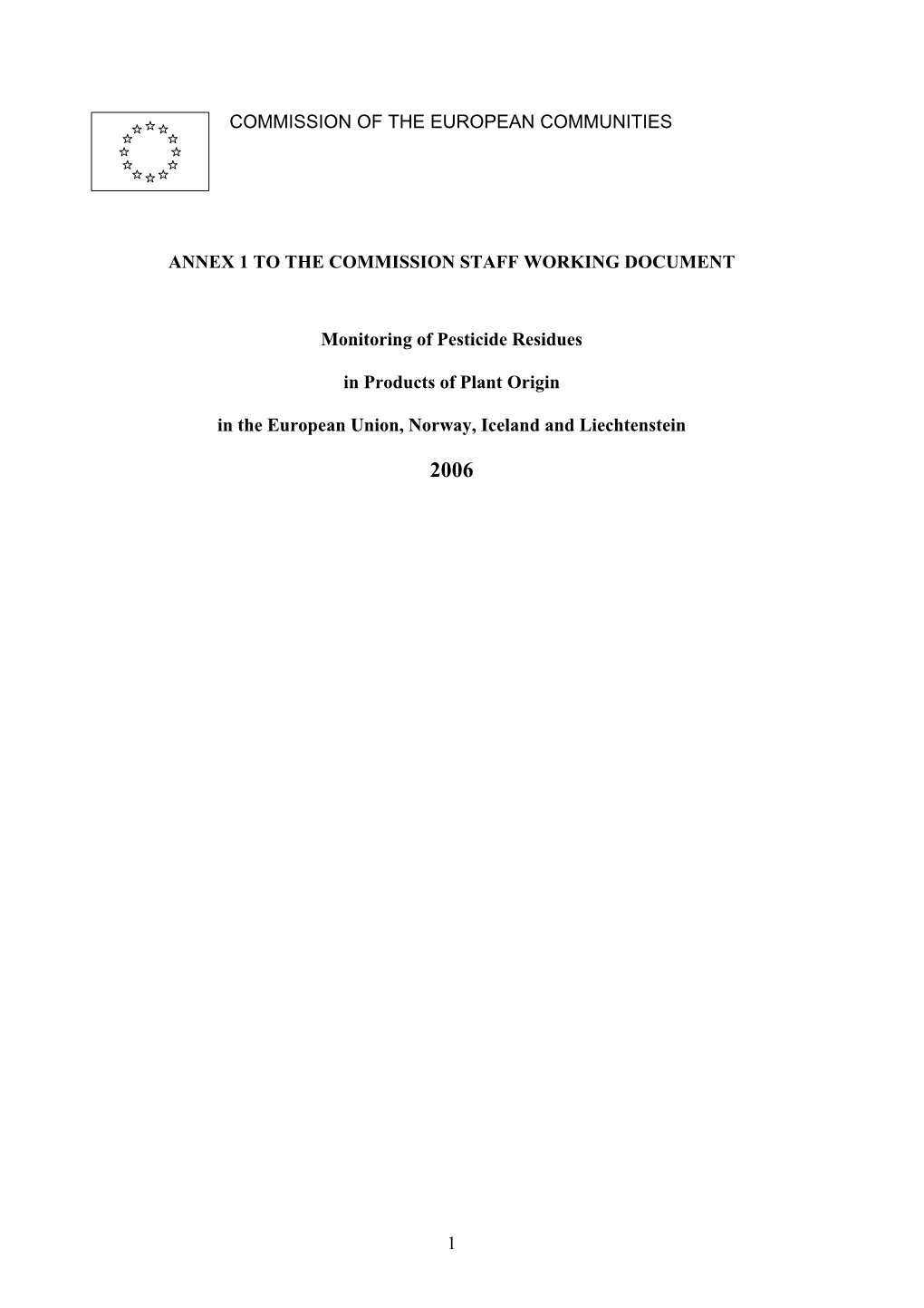 Pesticides Monitoring Report 2006 Annex 1