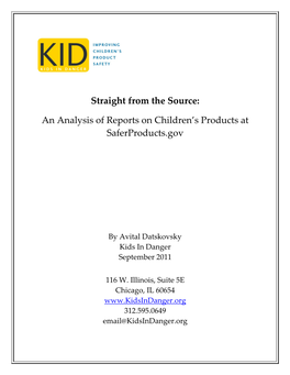 An Analysis of Reports on Children's Products at Saferproducts.Gov