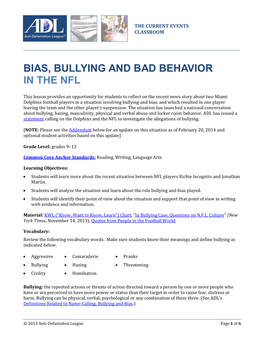 Bias, Bullying and Bad Behavior in the Nfl