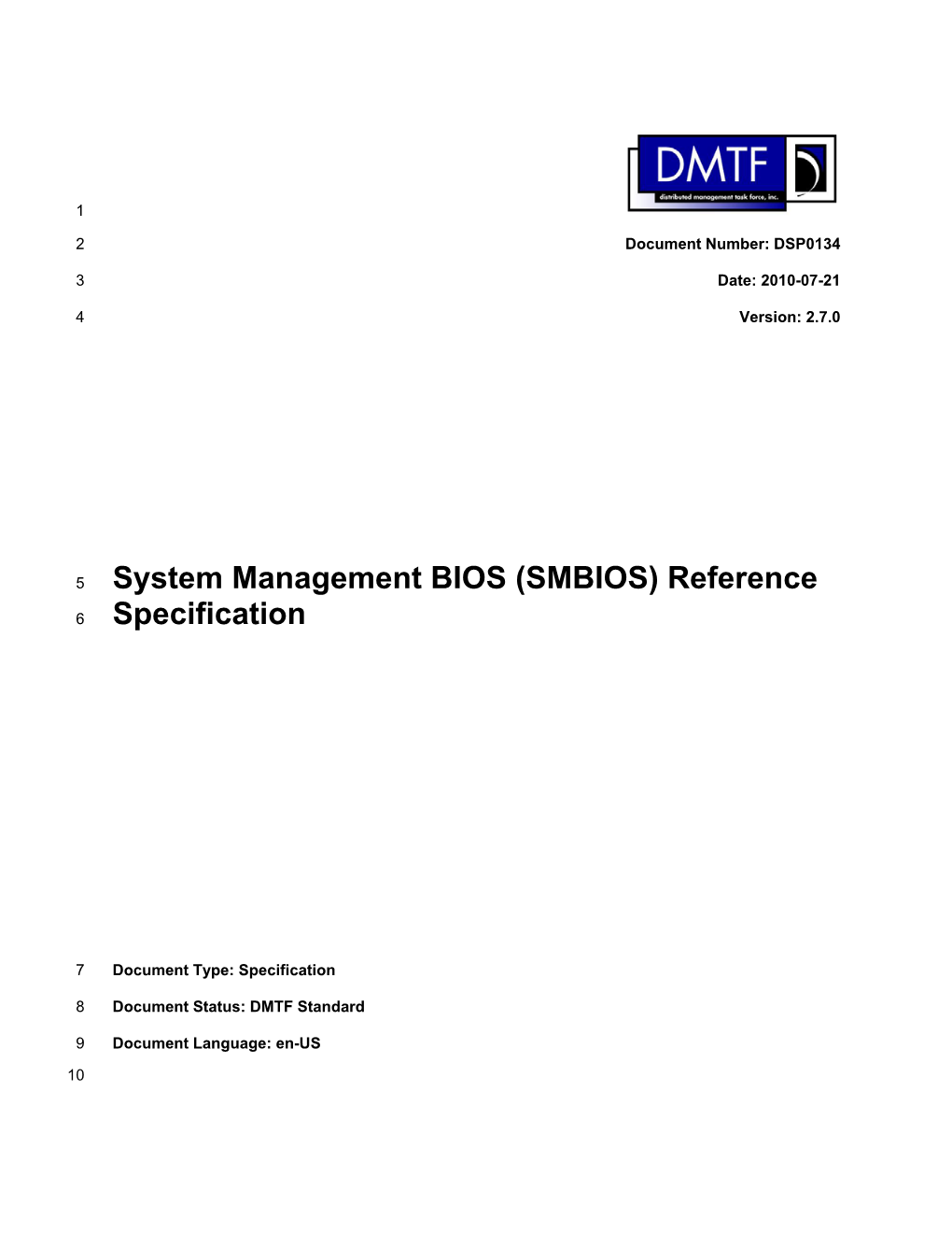 System Management BIOS (SMBIOS) Reference 6 Specification
