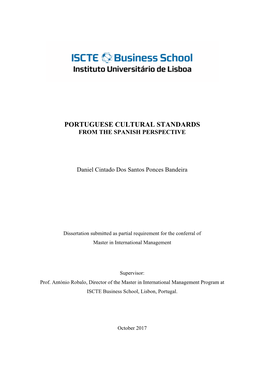 Portuguese Cultural Standards from the Spanish Perspective