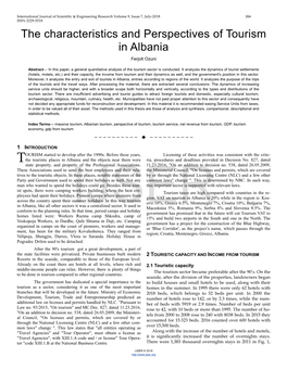 The Characteristics and Perspectives of Tourism in Albania Ferjolt Ozuni