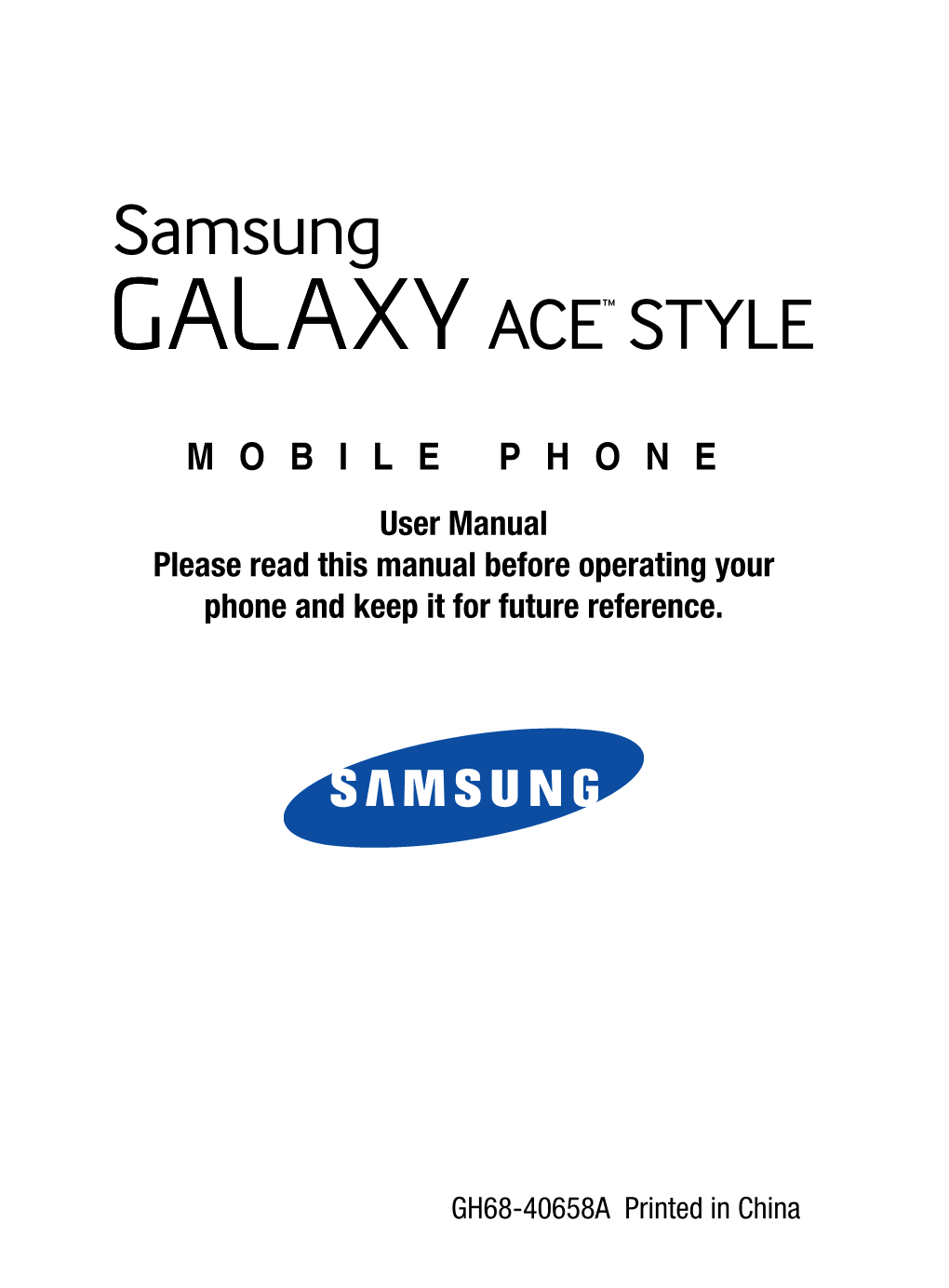 Tracfone SM-S765C Samsung Galaxy ACE STYLE User Manual