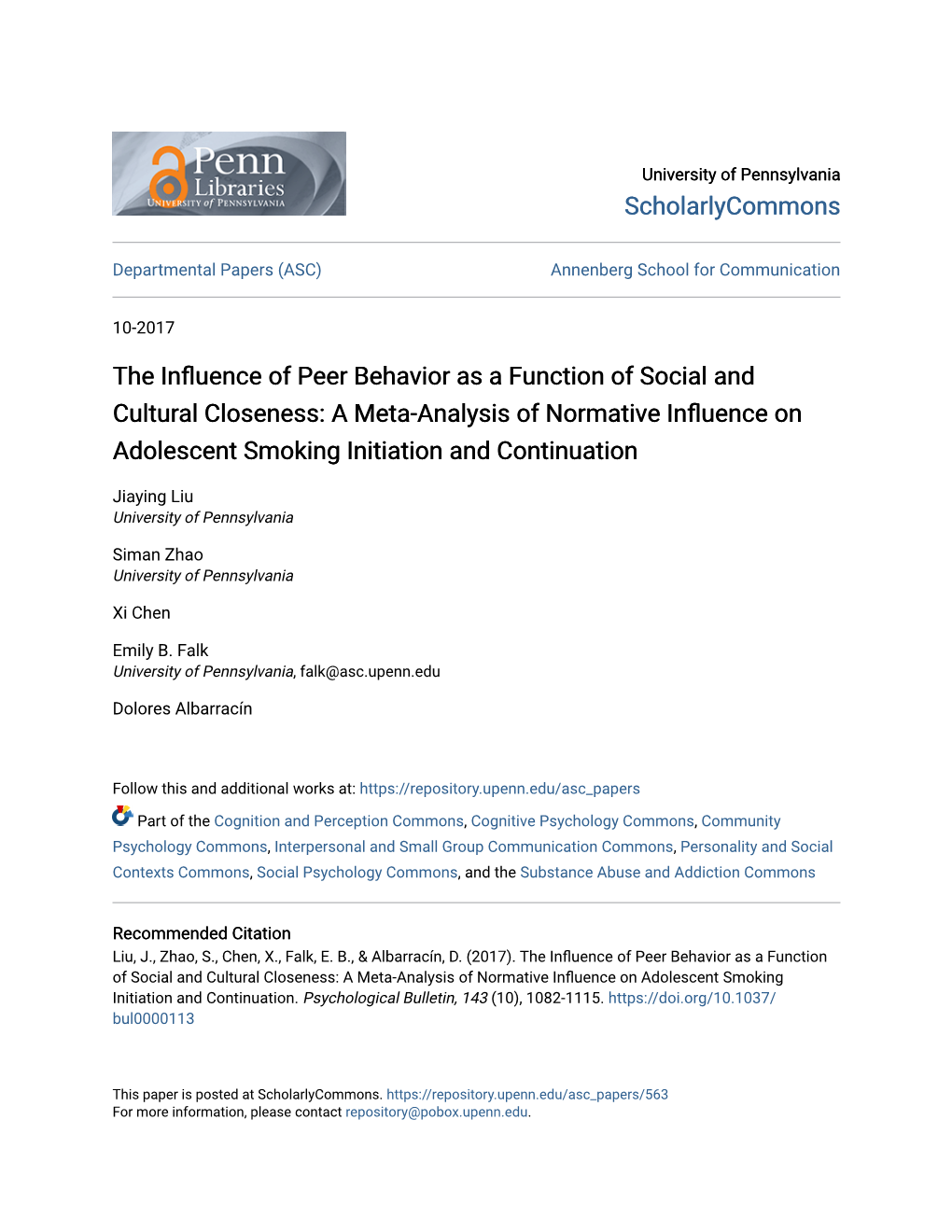 The Influence of Peer Behavior As a Function of Social and Cultural Closeness: a Meta