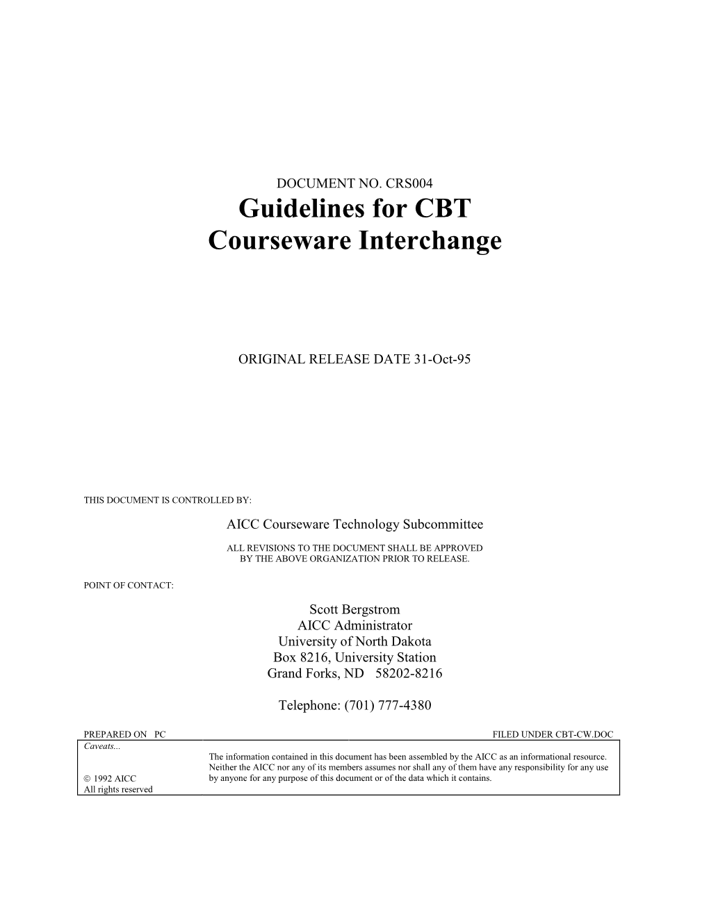 Guidelines for CBT Courseware Interchange
