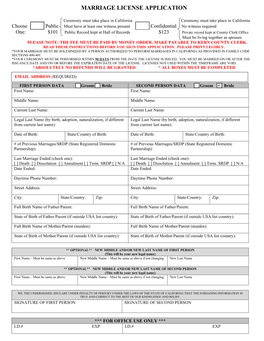 Marriage License Application