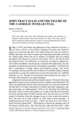 John Tracy Ellis and the Figure of the Catholic Intellectual