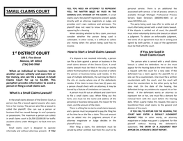 SMALL CLAIMS COURT 1St DISTRICT COURT