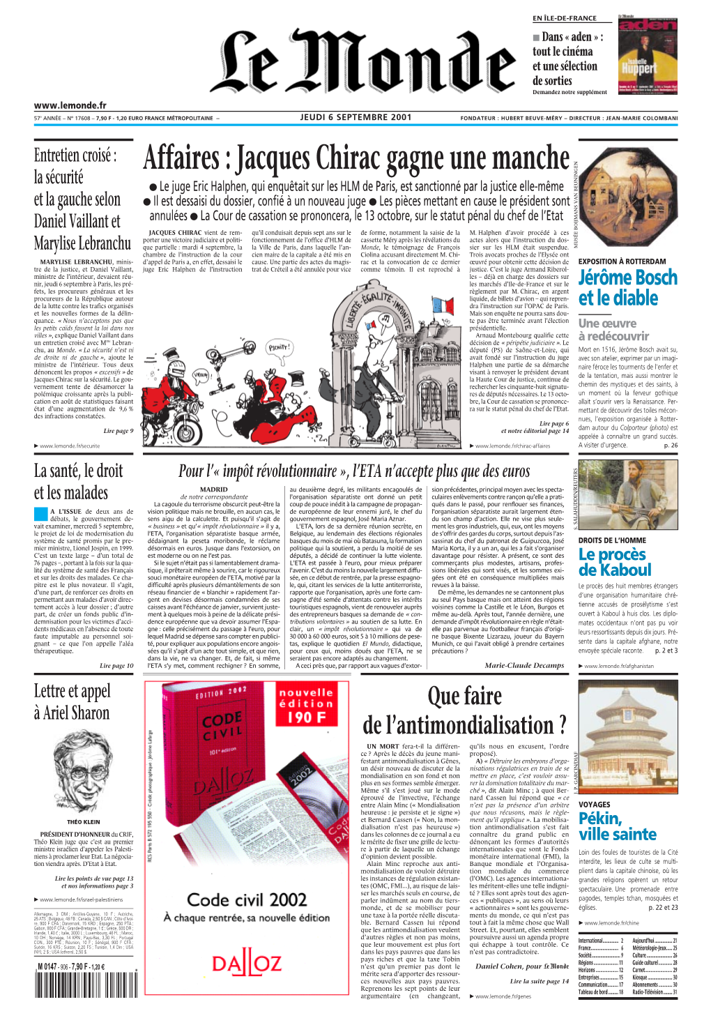 LE MONDE/PAGES<UNE>