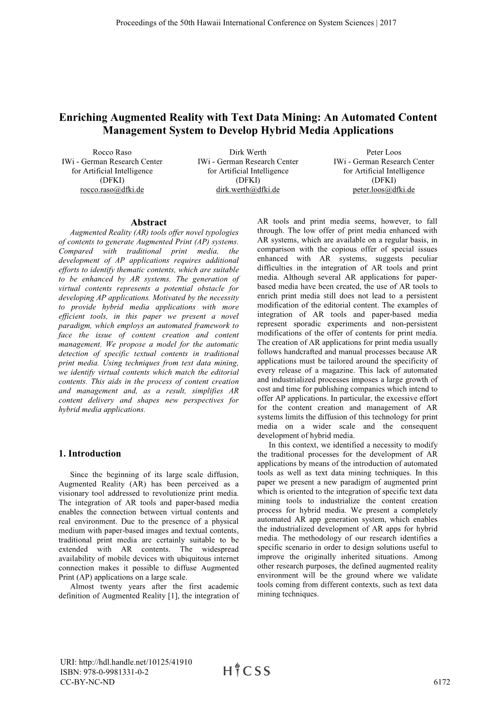 Enriching Augmented Reality with Text Data Mining: an Automated Content Management System to Develop Hybrid Media Applications