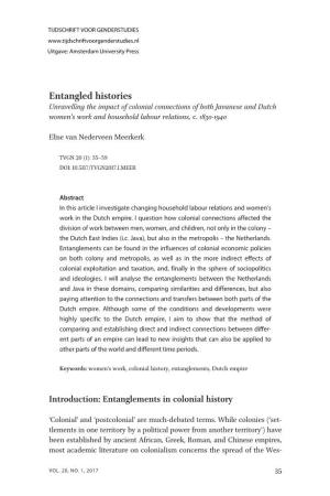 Entangled Histories Unravelling the Impact of Colonial Connections of Both Javanese and Dutch Women’S Work and Household Labour Relations, C