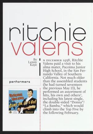 N December 1958, Ritchie Valens Paid A