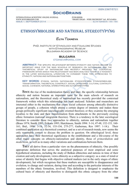 Sociobrains ETHNOSYMBOLISM and NATIONAL STEREOTYPYNG