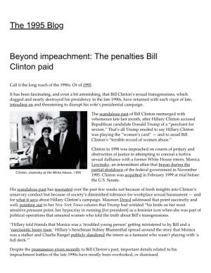 The 1995 Blog Beyond Impeachment: the Penalties Bill Clinton Paid