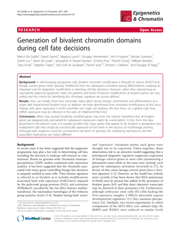 Generation of Bivalent Chromatin Domains During Cell Fate Decisions