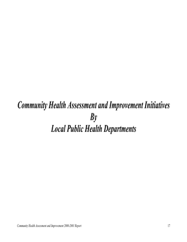 Community Health Assessment and Improvement Initiatives by Local Public Health Departments