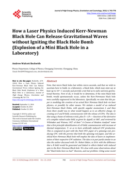 How a Laser Physics Induced Kerr-Newman Black Hole Can