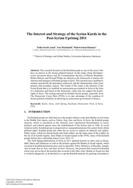 The Interest and Strategy of the Syrian Kurds in the Post-Syrian Uprising 2011
