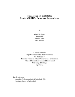 Investing in Wildlife: State Wildlife Funding Campaigns