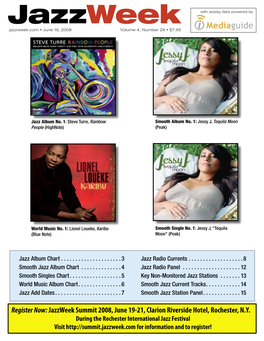 Jazzweek with Airplay Data Powered by Jazzweek.Com • June 16, 2008 Volume 4, Number 29 • $7.95