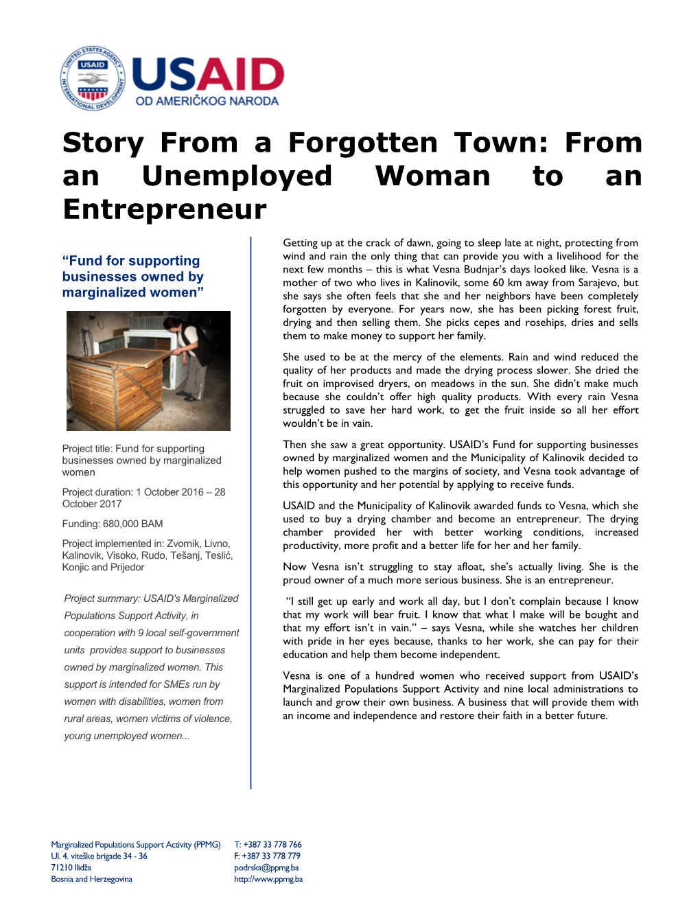 Story from a Forgotten Town: from an Unemployed Woman to an Entrepreneur