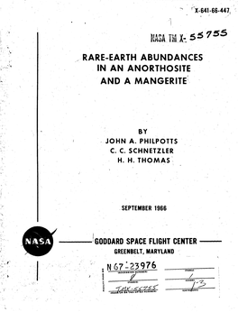 Rare-Earth Abundances in an Anorthosite and a Mangerite'
