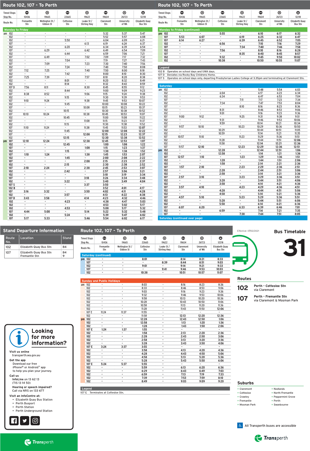 Bus Timetable 31 from 7/2/2021