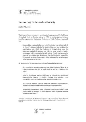 Recovering Reformed Catholicity