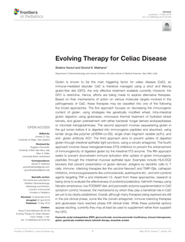 Evolving Therapy for Celiac Disease