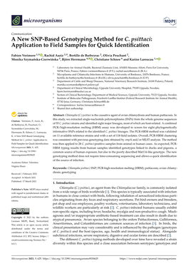 A New SNP-Based Genotyping Method for C. Psittaci: Application to Field Samples for Quick Identiﬁcation