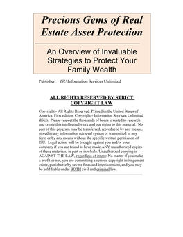 Precious Gems of Real Estate Asset Protection