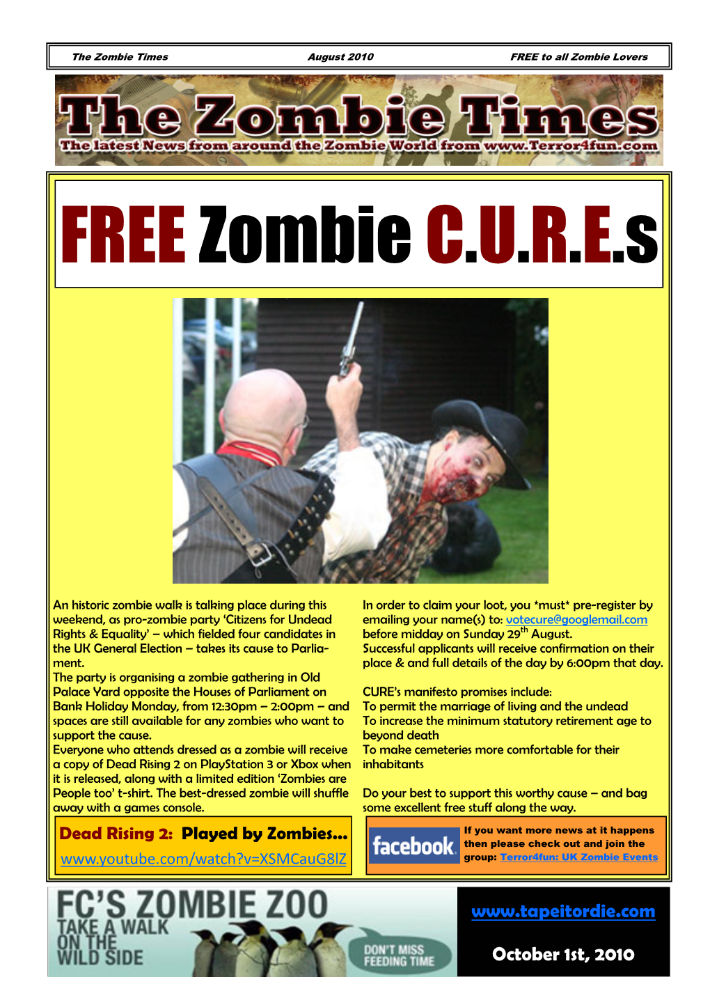 Zombie Times August 2010 FREE to All Zombie Lovers