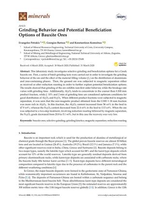 Grinding Behavior and Potential Beneficiation Options of Bauxite Ores