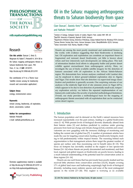 Oil in the Sahara: Mapping Anthropogenic Threats to Saharan Biodiversity from Space