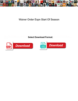 Waiver Order Espn Start of Season