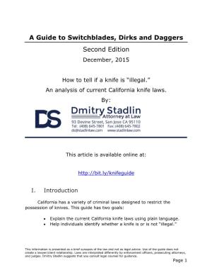 A Guide to Switchblades, Dirks and Daggers Second Edition December, 2015