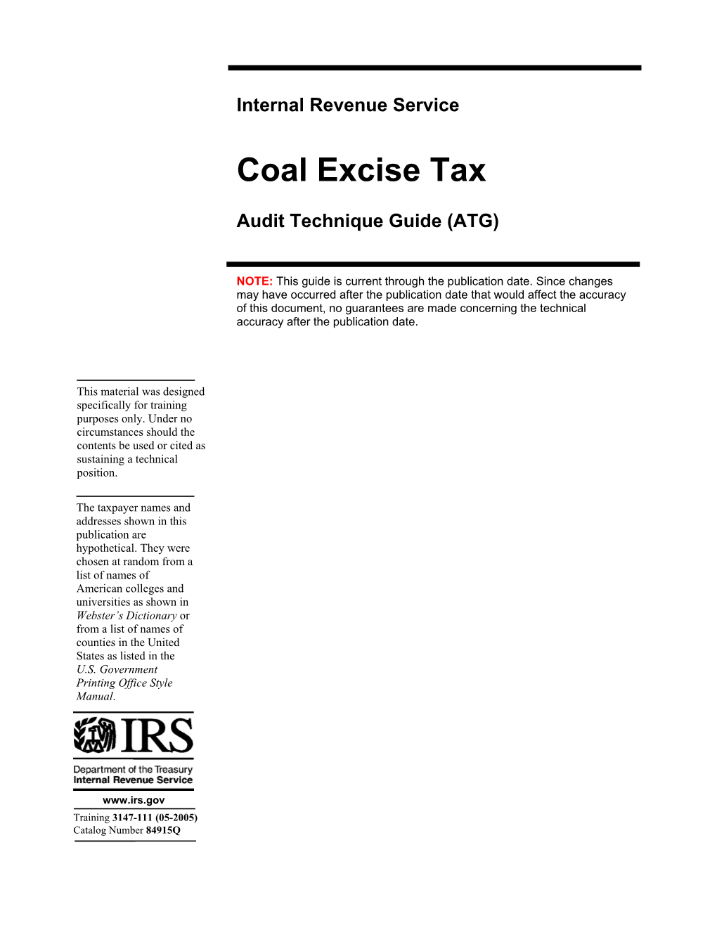 Coal Excise Tax