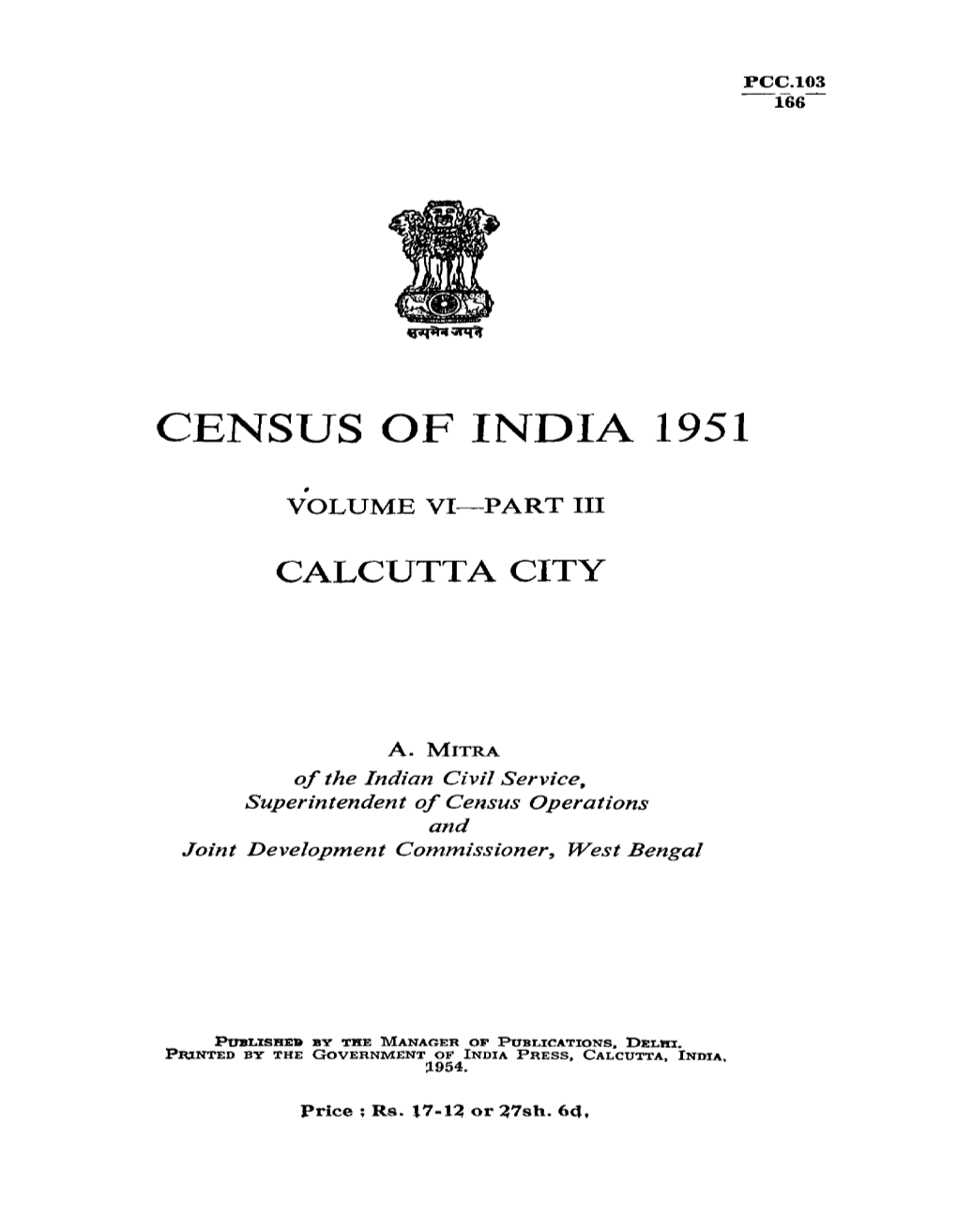 Calcutta City, Part III, Vol-VI, West Bengal