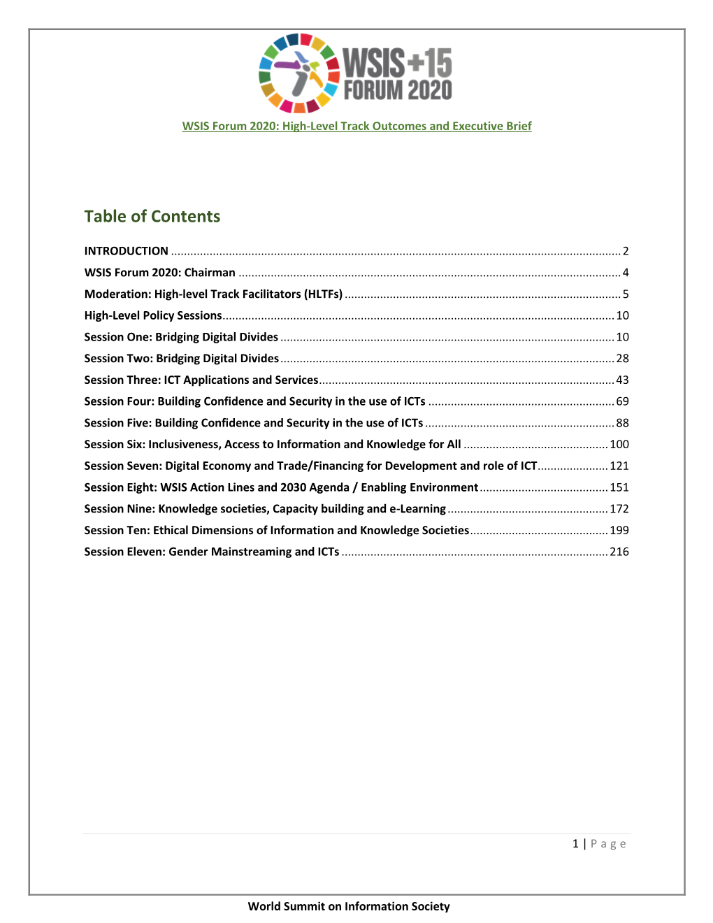 Table of Contents