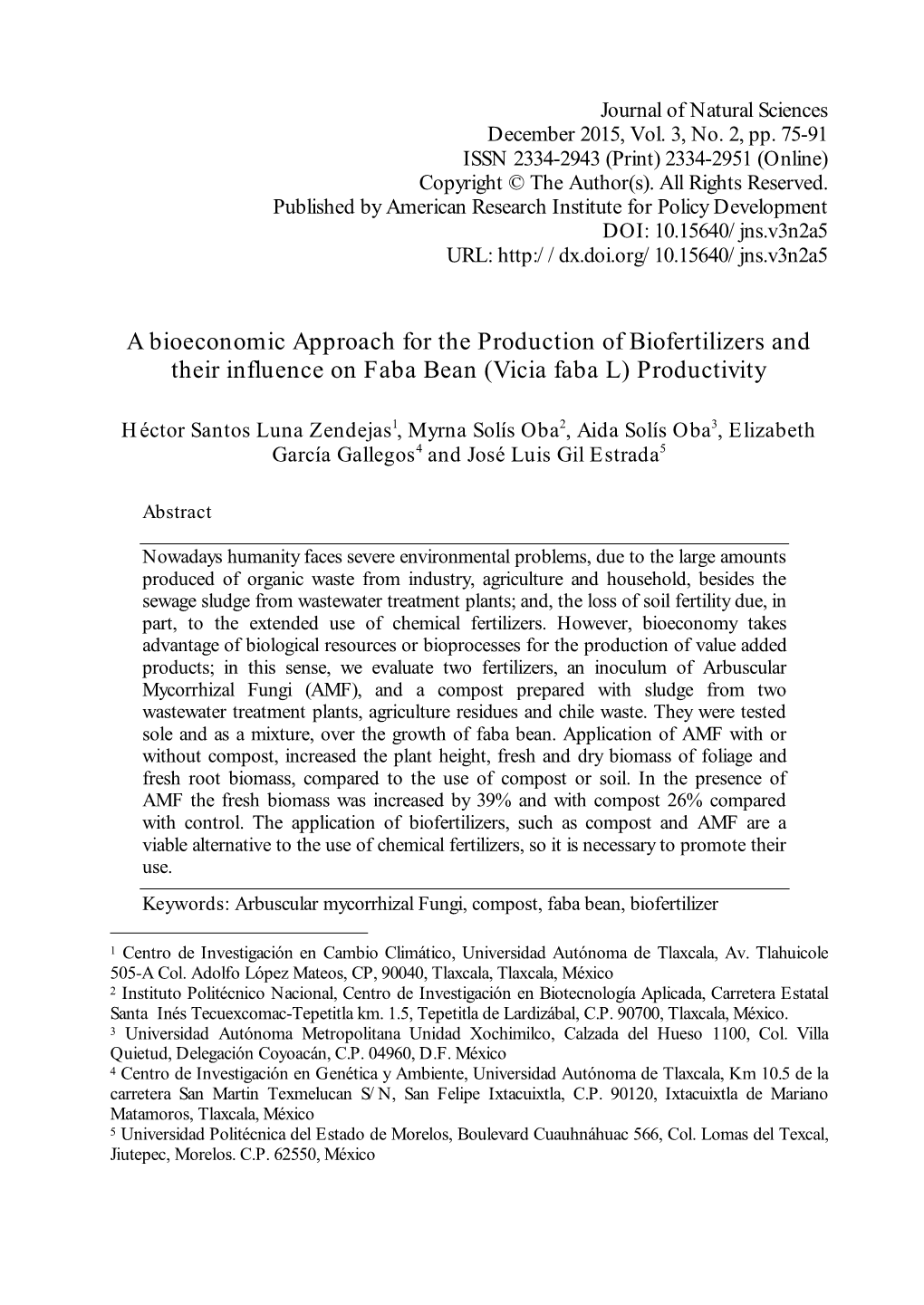 A Bioeconomic Approach for the Production of Biofertilizers and Their Influence on Faba Bean (Vicia Faba L) Productivity