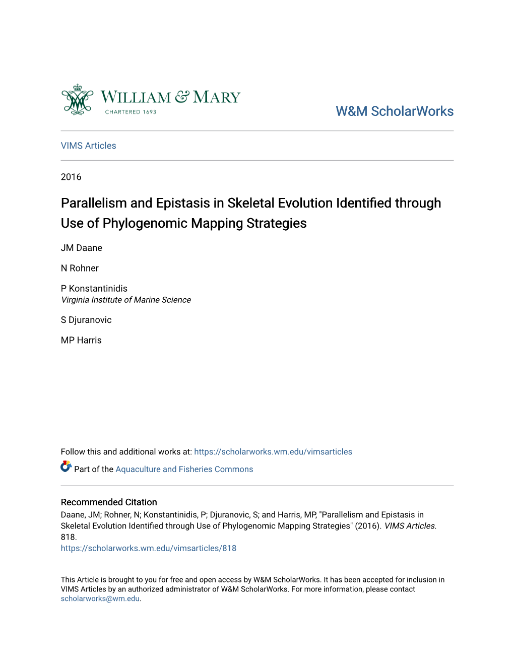 Parallelism and Epistasis in Skeletal Evolution Identified Through Use of Phylogenomic Mapping Strategies