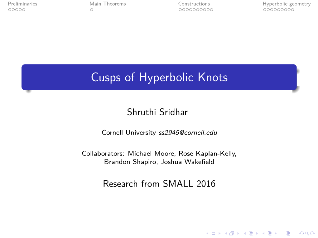 Cusps of Hyperbolic Knots